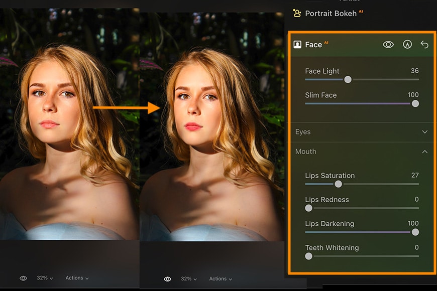 Using portrait facial recognition tool in Neo