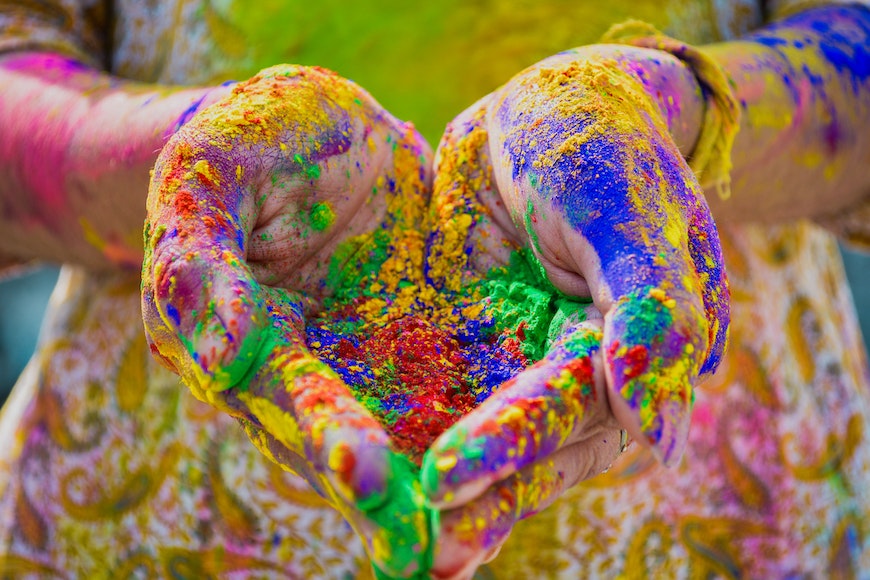 colorful-powder in hands