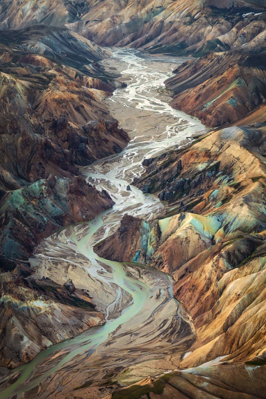 An aerial view of a river.