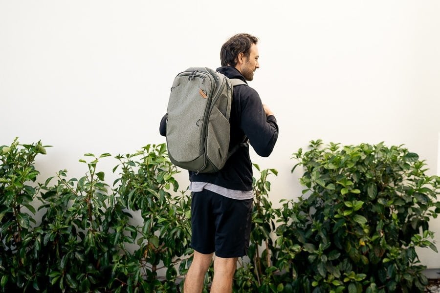 review of nylon canvas backpack 45L travel bag design