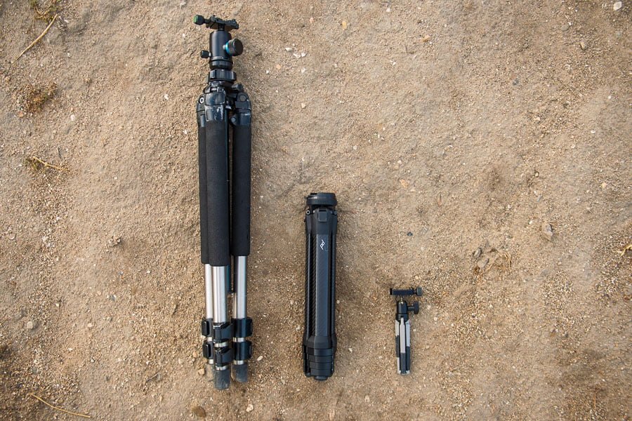 height comparison peak design travel products - carbon fiber model. Easy to use. Long center column. Great travel tripods!