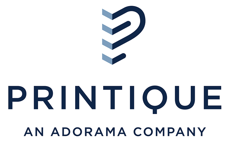 The logo for printique, an adorama company.